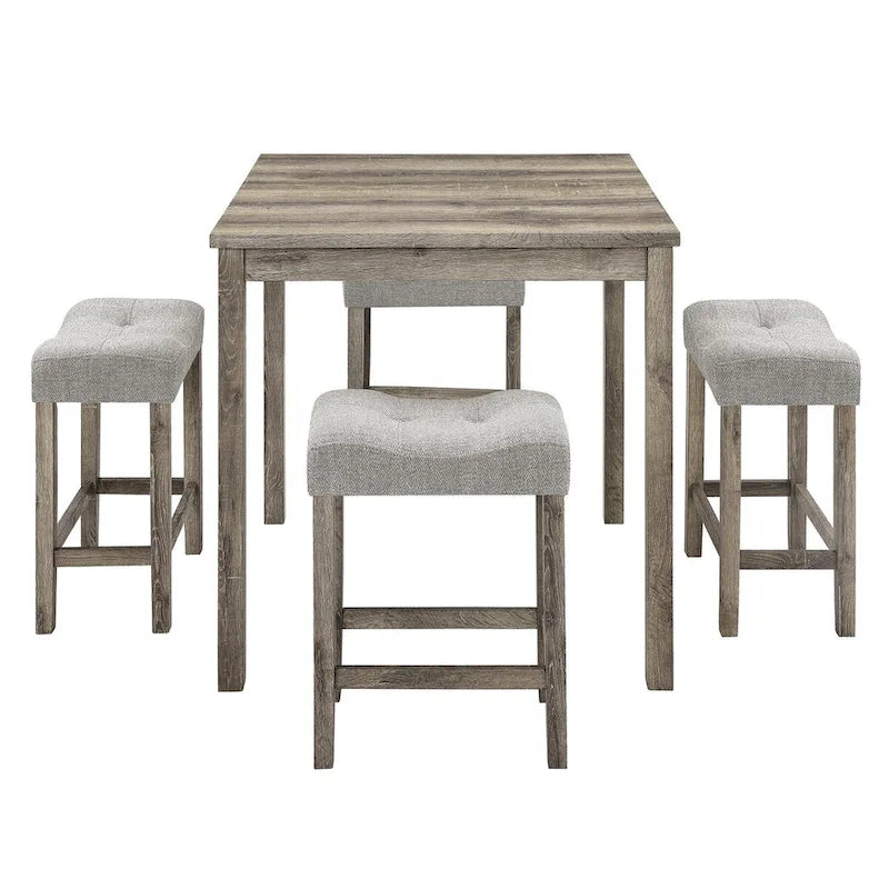 5-Piece Wood Dining Set: Square Table with 4 Upholstered Chairs 6
