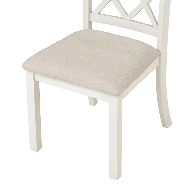 5-Piece Upholstered Chair Round Dining Table Set 12