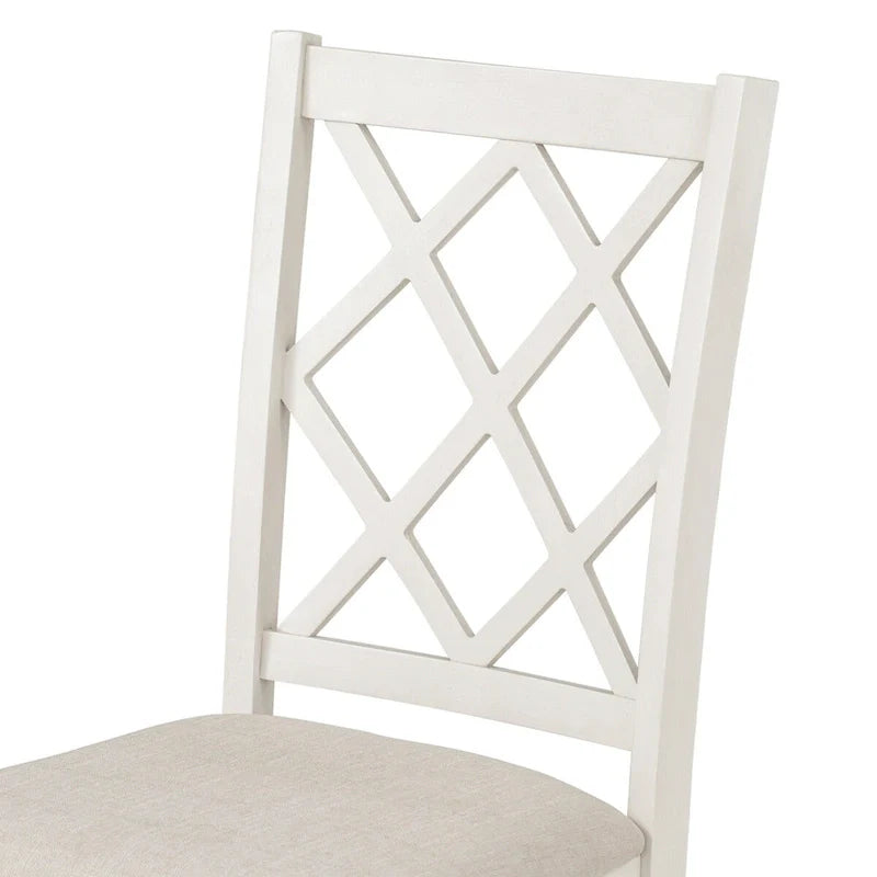 5-Piece Upholstered Chair Round Dining Table Set 13