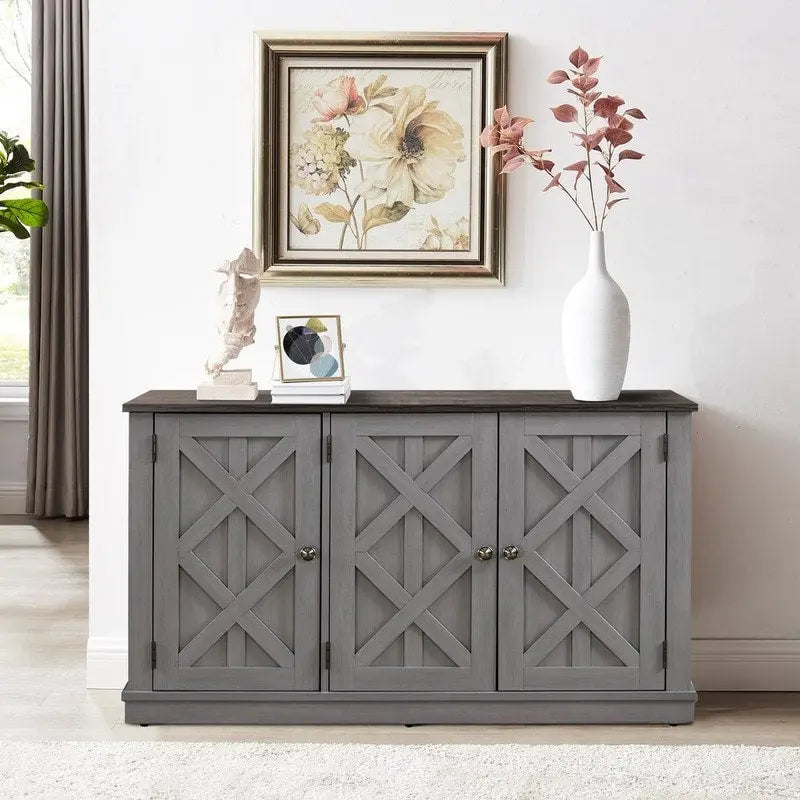 48-Inch Rustic Wood Buffet Cabinet with 3 Doors - Generous Storage Space 13