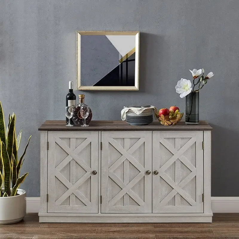48-Inch Rustic Wood Buffet Cabinet with 3 Doors - Generous Storage Space 4