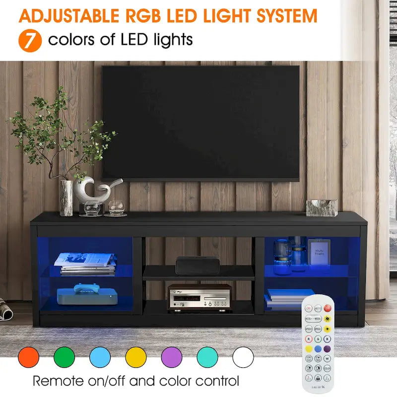 66-Inch Contemporary RGB LED TV Stand Console for TVs Up to 75 Inches 24