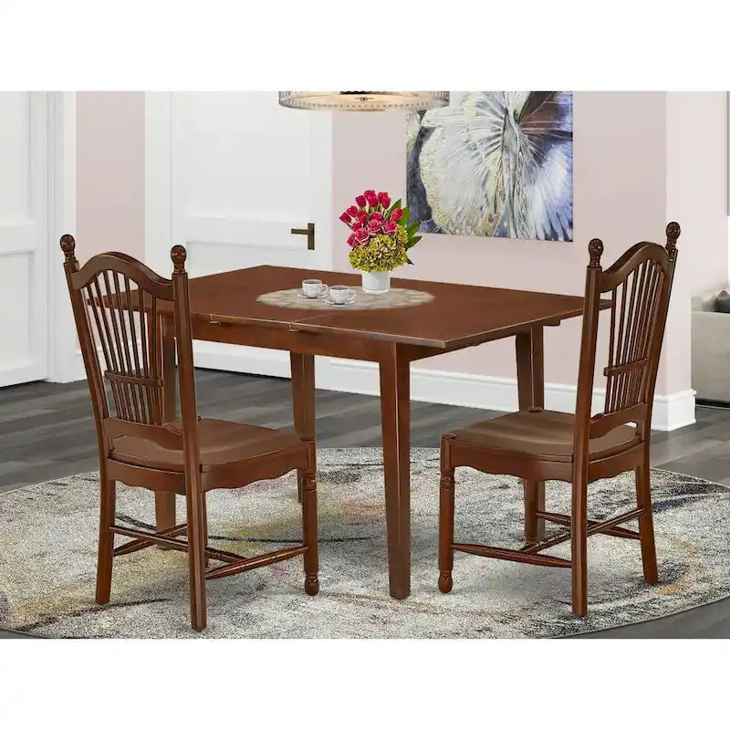 East West Furniture Mahogany Dining Table Set - Kitchen Table with Dining Chairs (Various Piece Options) 1
