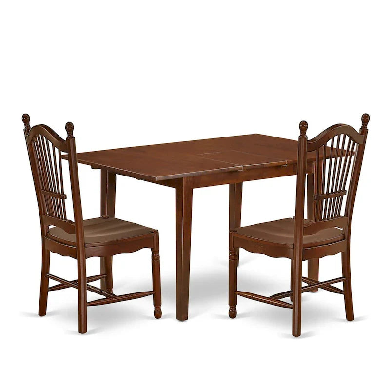 East West Furniture Mahogany Dining Table Set - Kitchen Table with Dining Chairs (Various Piece Options) 2