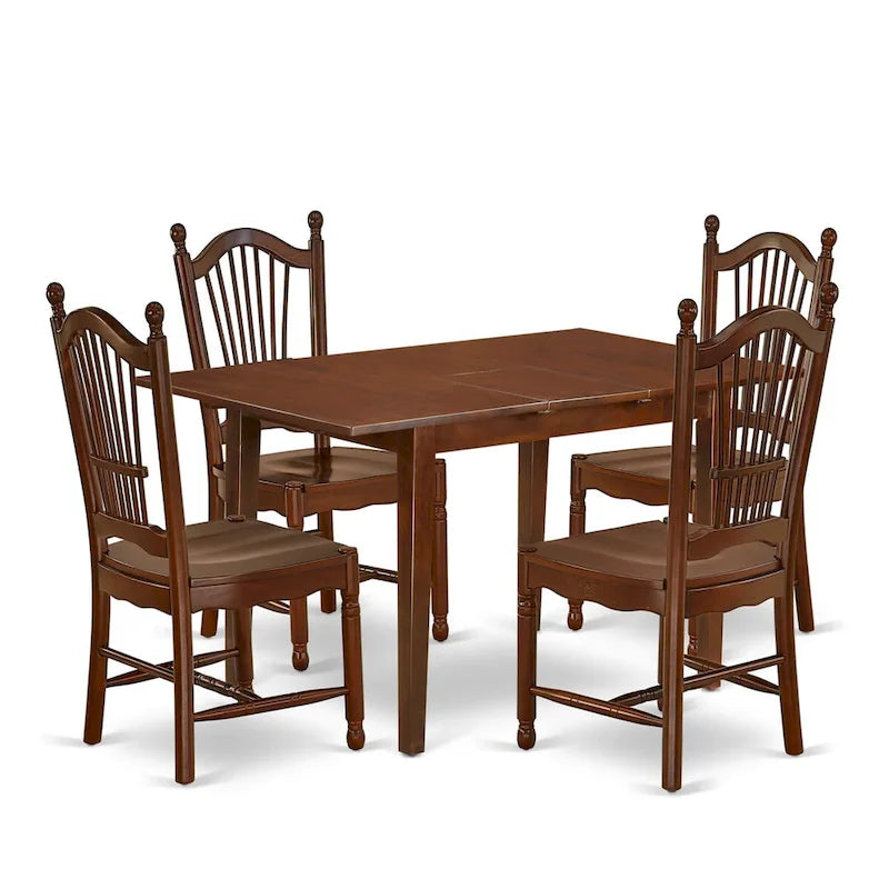 East West Furniture Mahogany Dining Table Set - Kitchen Table with Dining Chairs (Various Piece Options) 9