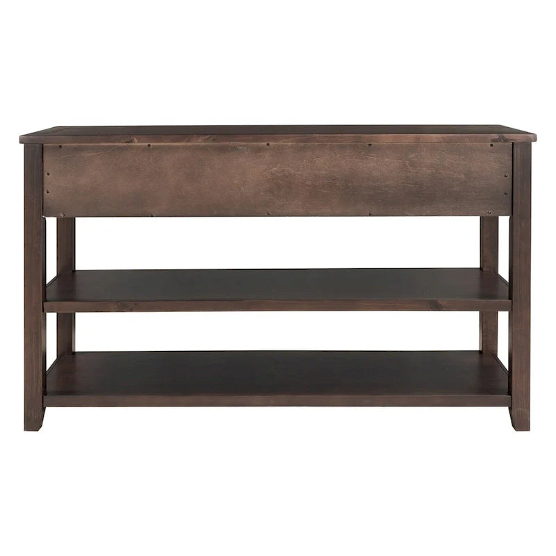 Solid Pine Wood Console Table Featuring Two Open Shelves 27