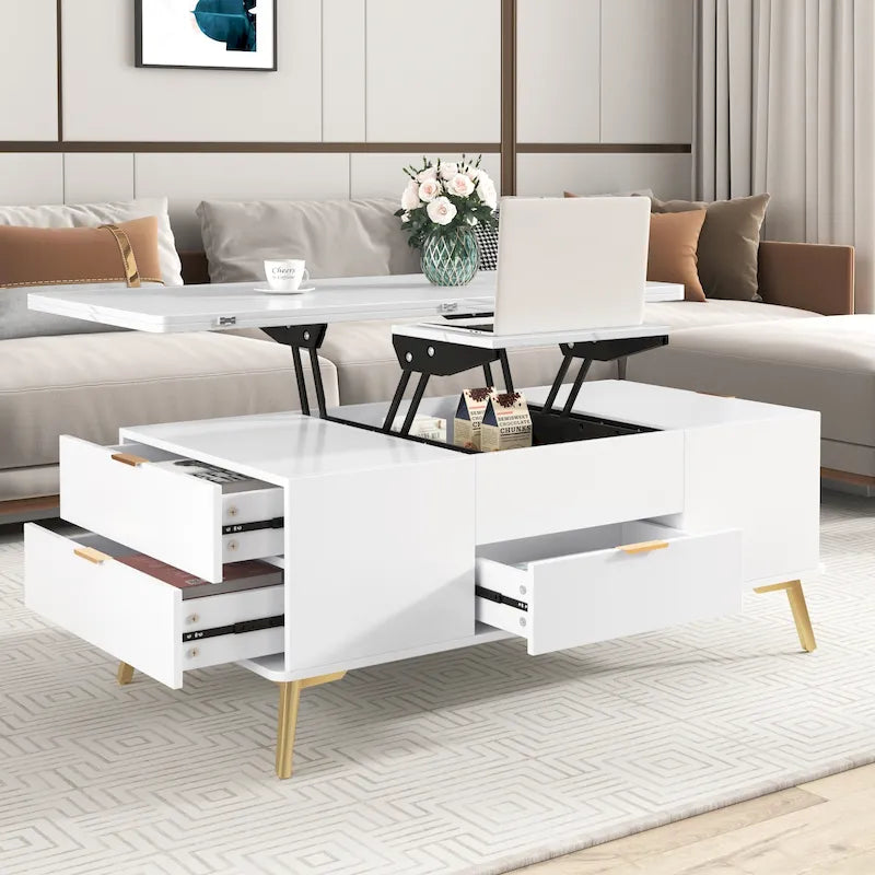 Versatile Lift-Top Coffee Table with Storage Drawers 33
