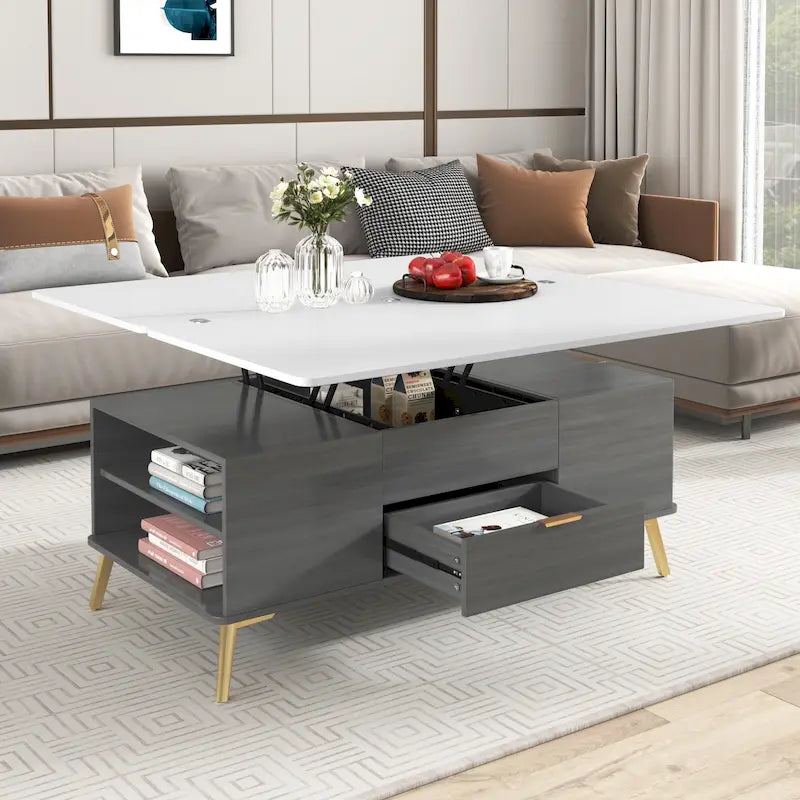 Versatile Lift-Top Coffee Table with Storage Drawers 34