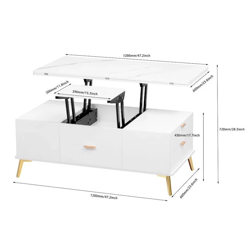 Versatile Lift-Top Coffee Table with Storage Drawers 3