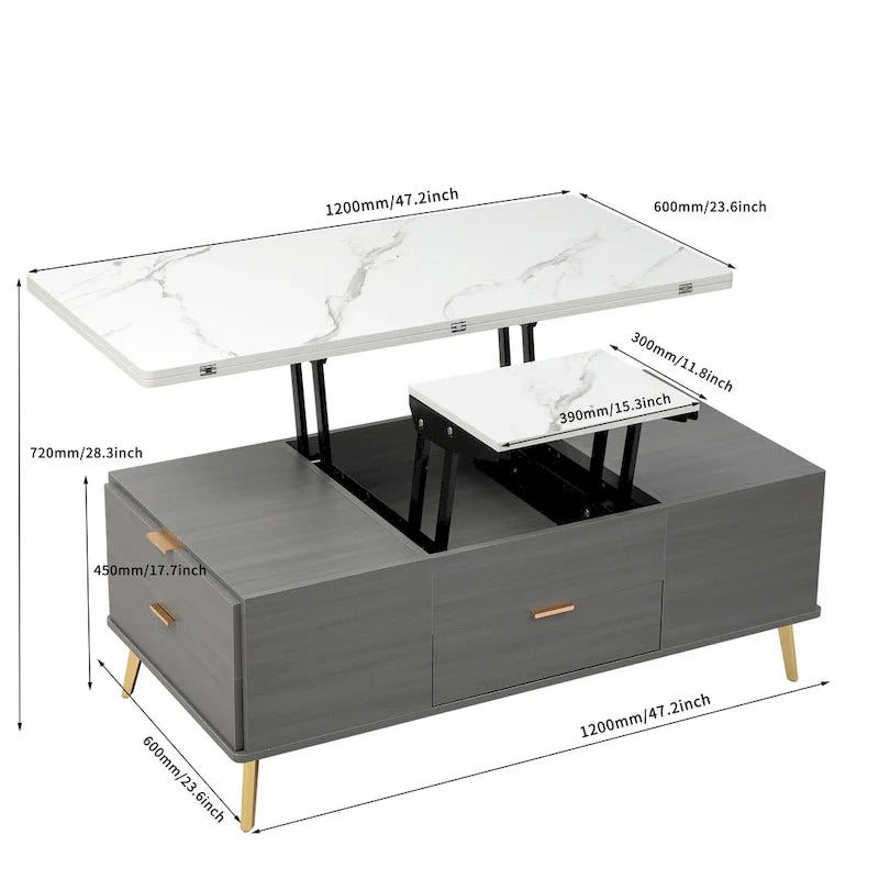 Versatile Lift-Top Coffee Table with Storage Drawers 4