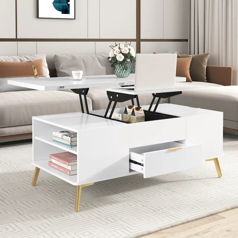 Versatile Lift-Top Coffee Table with Storage Drawers 8