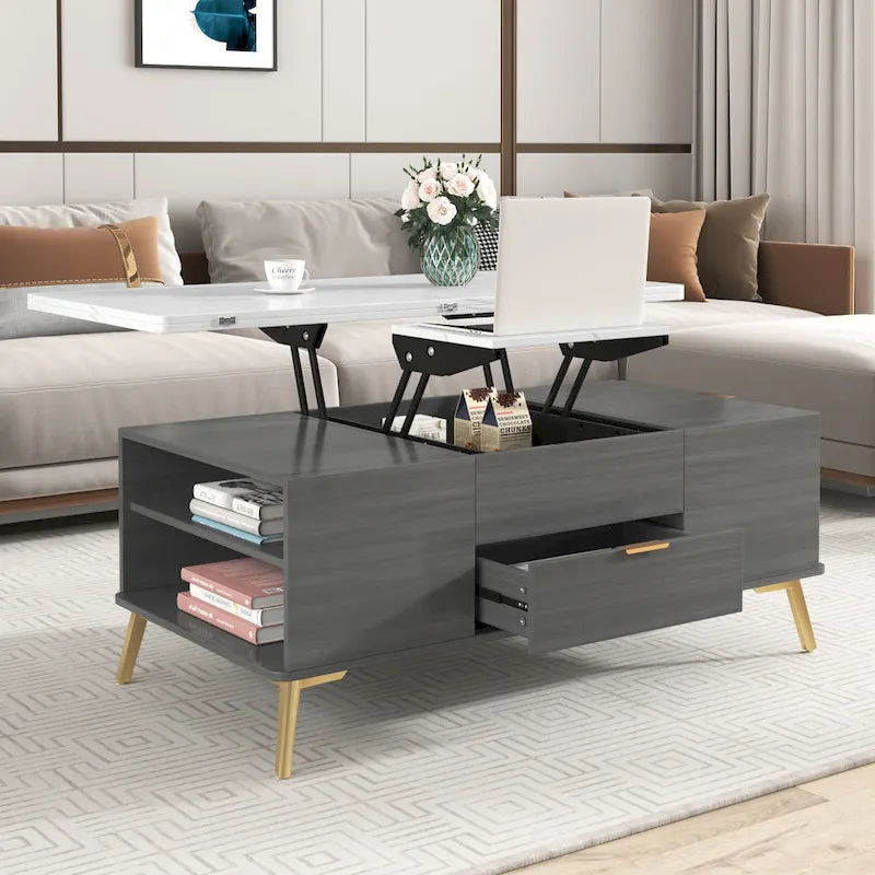 Versatile Lift-Top Coffee Table with Storage Drawers 14