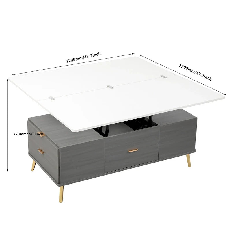 Versatile Lift-Top Coffee Table with Storage Drawers 16