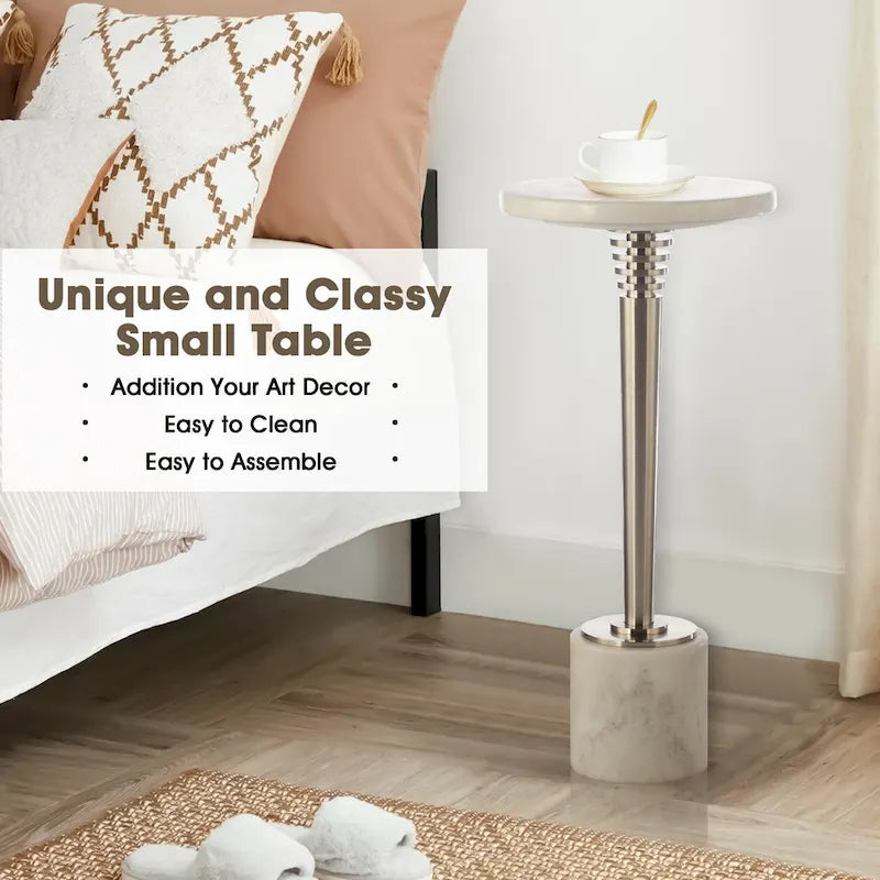 Modern Round Marble Pedestal Accent Table 5