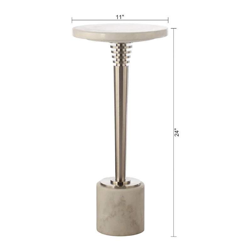 Modern Round Marble Pedestal Accent Table 7