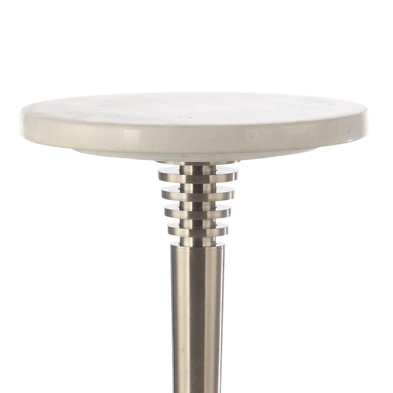 Round Marble Accent Side Table with Metal Base 10