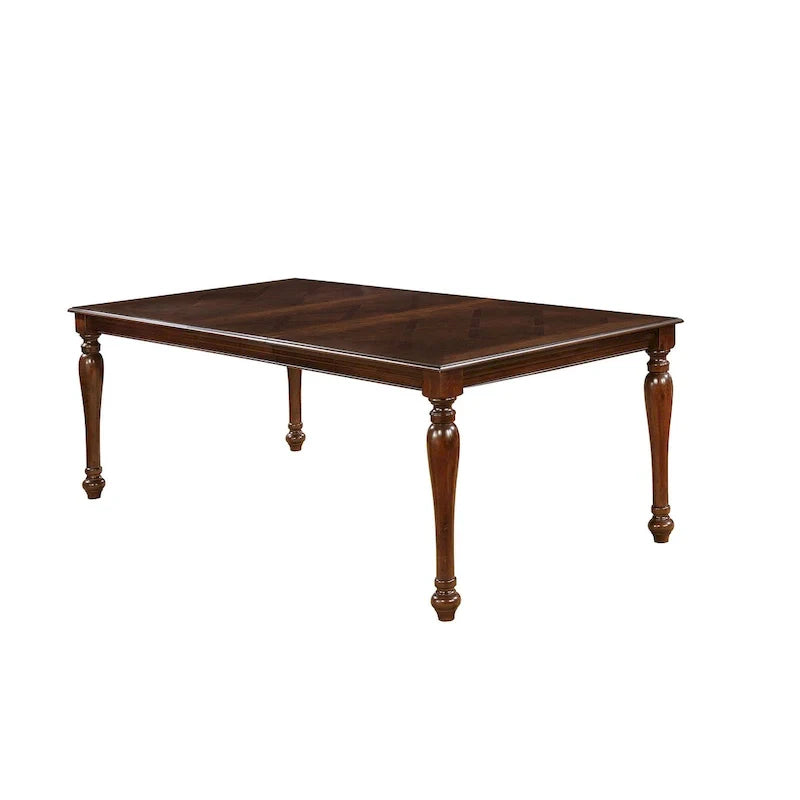 Brown Rectangular Wooden Dining Table with Elegant Turned Legs 1