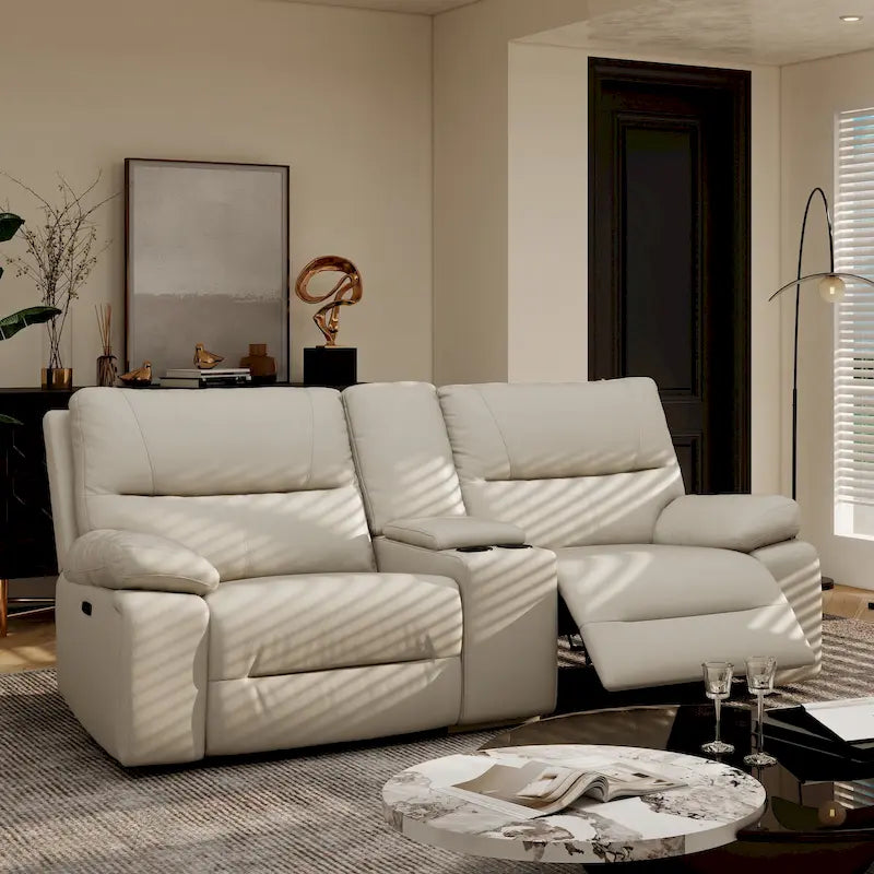 Malibu 79 Leather Power Reclining Loveseat with Console and Cup Holders - 2-Piece Set 11
