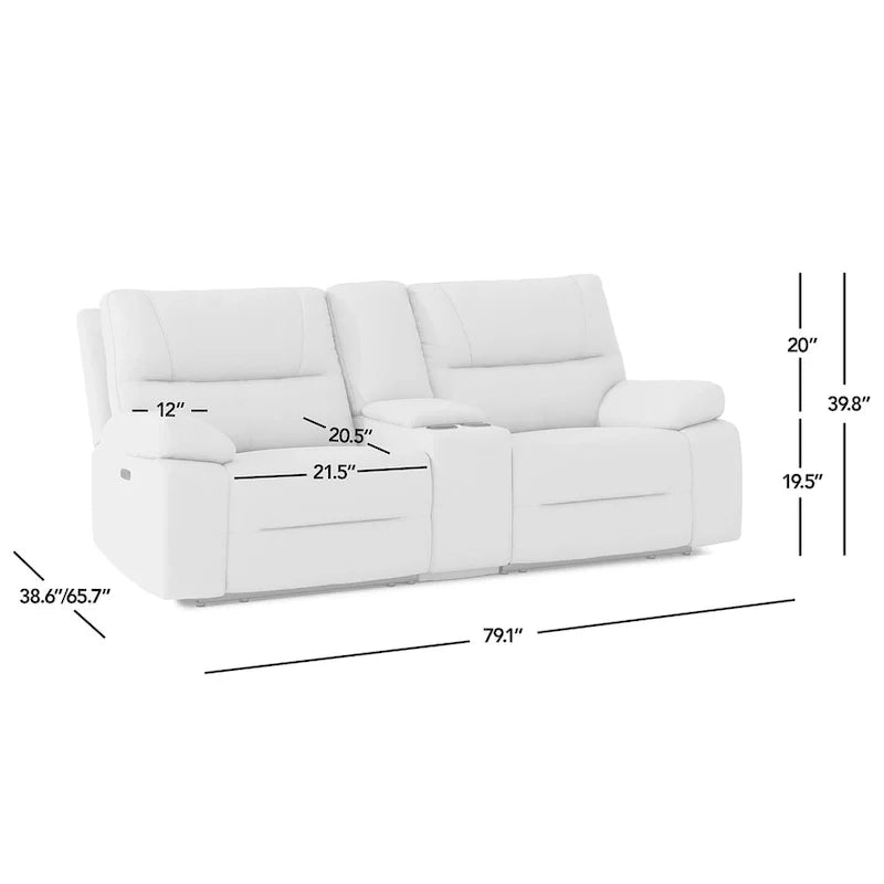 Malibu 79 Leather Power Reclining Loveseat with Console and Cup Holders - 2-Piece Set 1