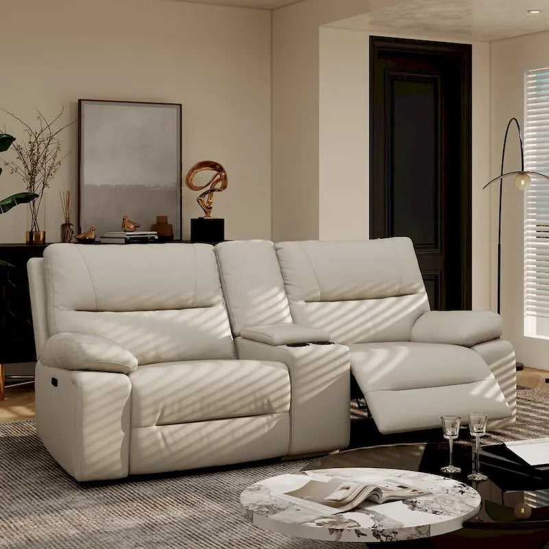Malibu 79 Leather Power Reclining Loveseat with Console and Cup Holders - 2-Piece Set 4