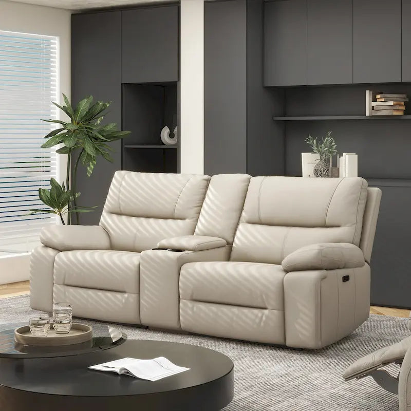Malibu 79 Leather Power Reclining Loveseat with Console and Cup Holders - 2-Piece Set 5