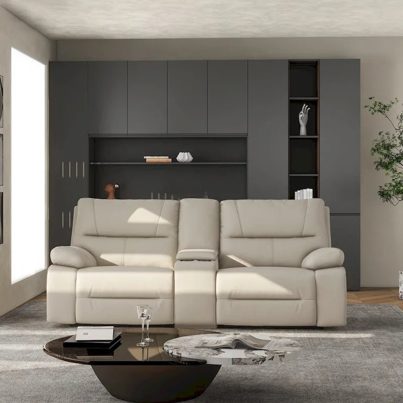 Malibu 79 Leather Power Reclining Loveseat with Console and Cup Holders - 2-Piece Set 6