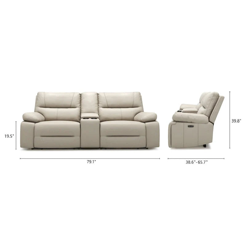 Malibu 79 Leather Power Reclining Loveseat with Console and Cup Holders - 2-Piece Set 8
