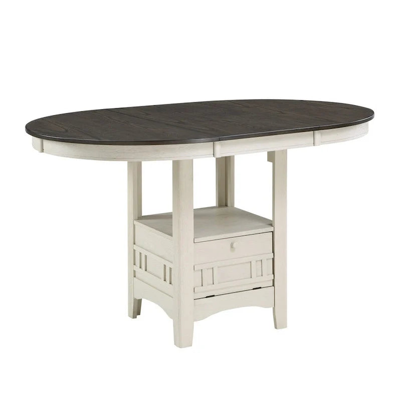 Glee Extendable Counter Height Table (42-60 Inches) in Antique White and Brown 1