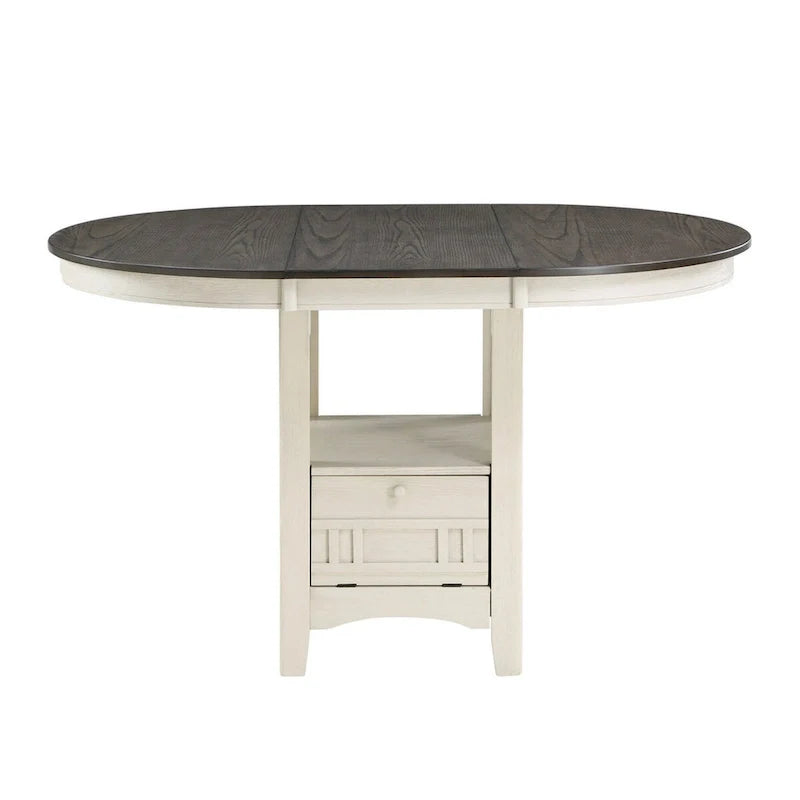 Glee Extendable Counter Height Table (42-60 Inches) in Antique White and Brown 2