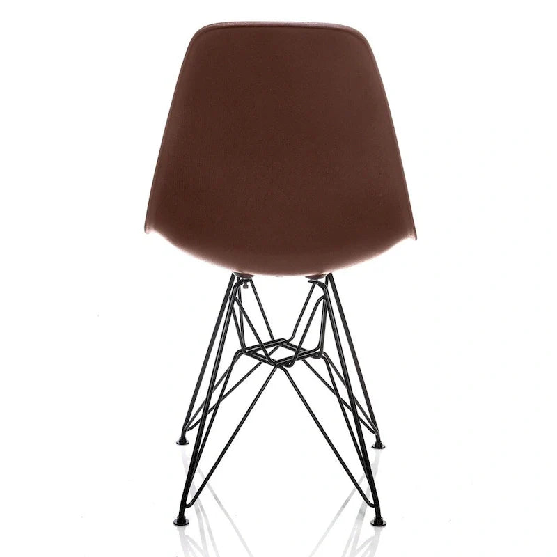 Mid-Century Modern DSR Dining Accent Side Chair with Brown Wood Grain Finish and Black Eiffel Steel Legs - Nature Series 4
