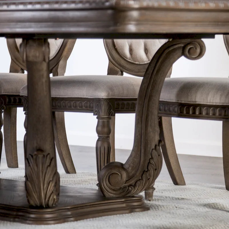 Furniture of America Cassian Classic 9-Piece Expandable Dining Set in Weathered Oak Solid Wood 9