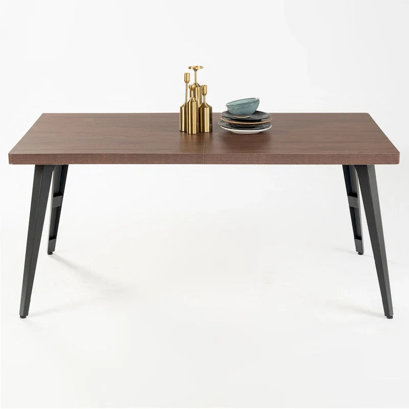 HomyLin 63-Inch Rectangular Dining Table for 4-6 People with Wooden Top and Metal Legs 1