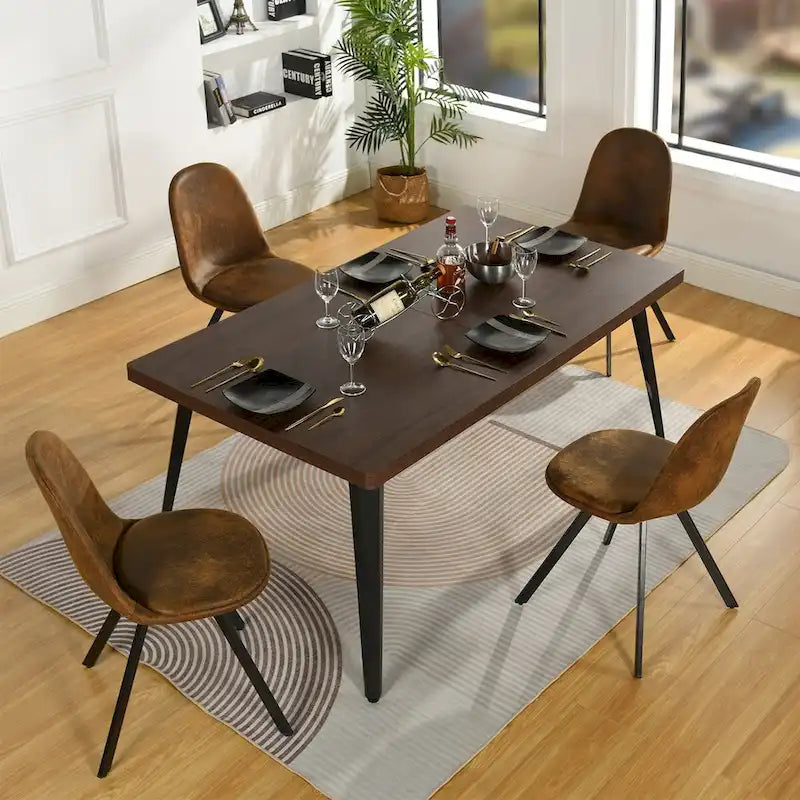 HomyLin 63-Inch Rectangular Dining Table for 4-6 People with Wooden Top and Metal Legs 5