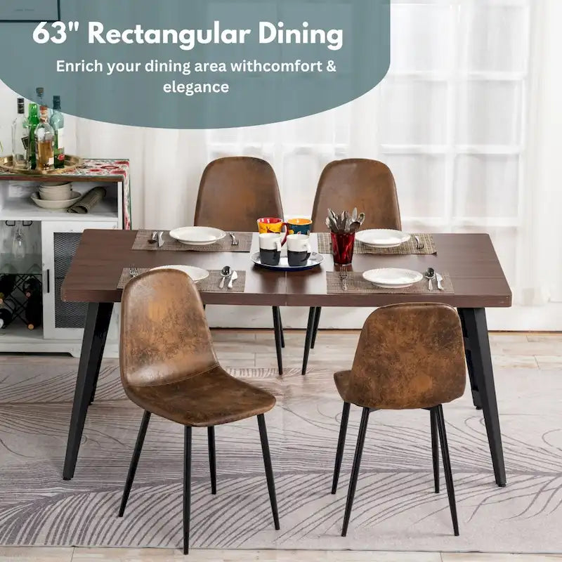 HomyLin 63-Inch Rectangular Dining Table for 4-6 People with Wooden Top and Metal Legs 6