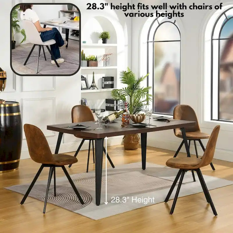 HomyLin 63-Inch Rectangular Dining Table for 4-6 People with Wooden Top and Metal Legs 7