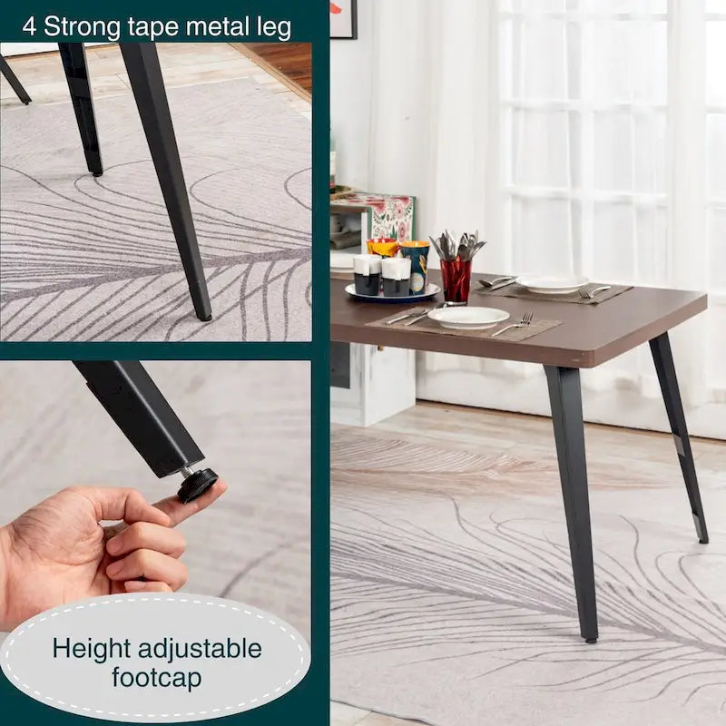HomyLin 63-Inch Rectangular Dining Table for 4-6 People with Wooden Top and Metal Legs 10
