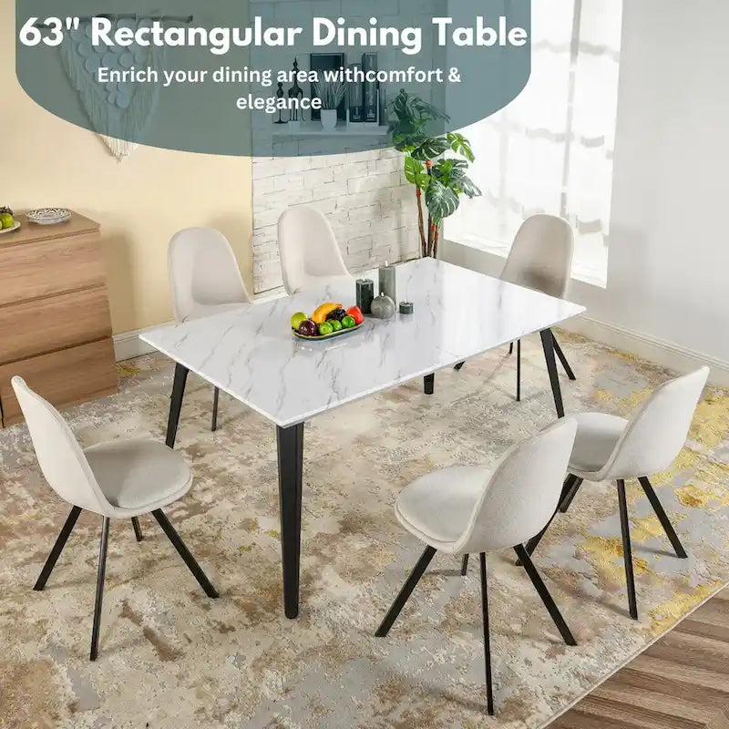 HomyLin 63-Inch Rectangular Dining Table for 4-6 People with Wooden Top and Metal Legs 17