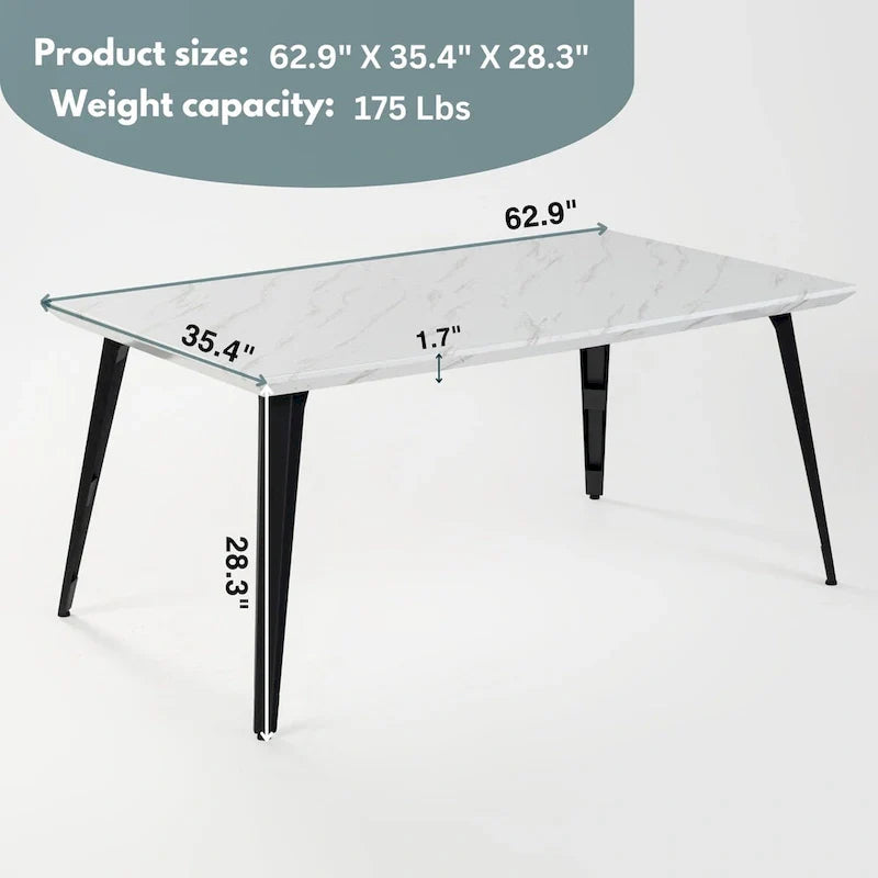 HomyLin 63-Inch Rectangular Dining Table for 4-6 People with Wooden Top and Metal Legs 19