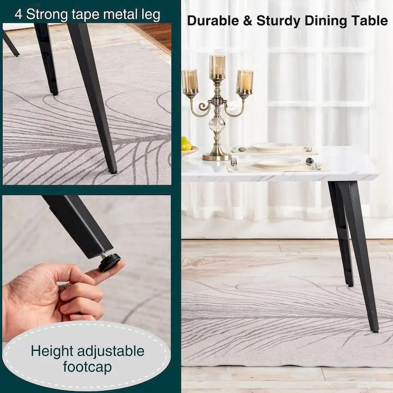 HomyLin 63-Inch Rectangular Dining Table for 4-6 People with Wooden Top and Metal Legs 22