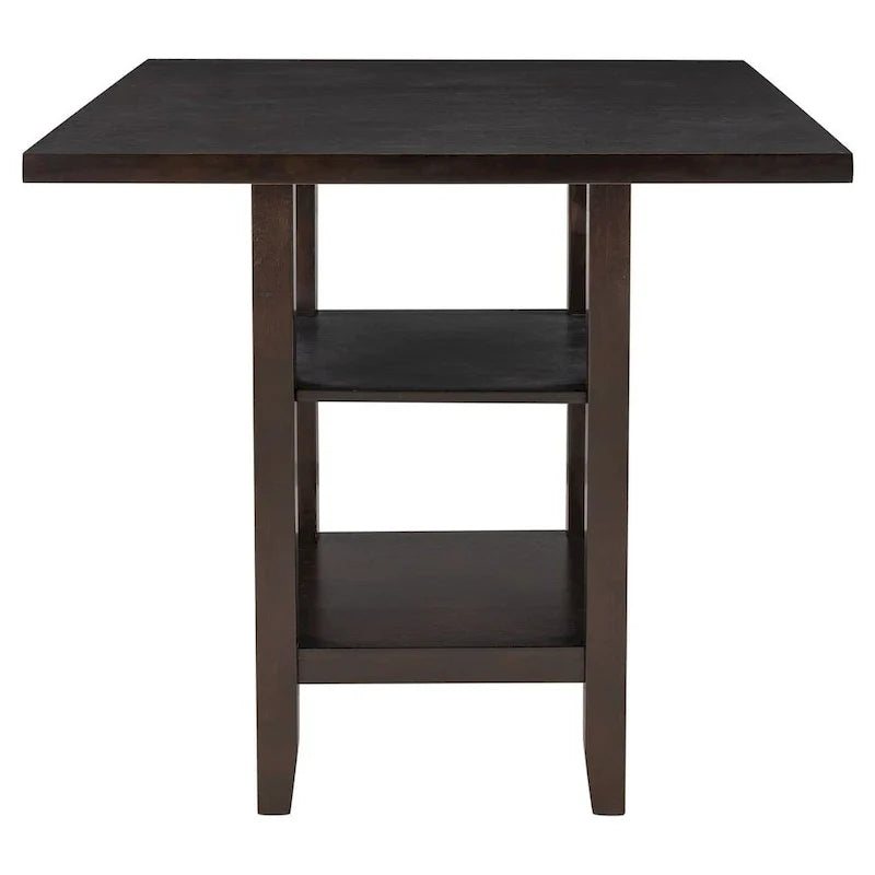 5-Piece Wooden Counter Height Dining Set with Cushioned Chairs and Storage Shelves 12