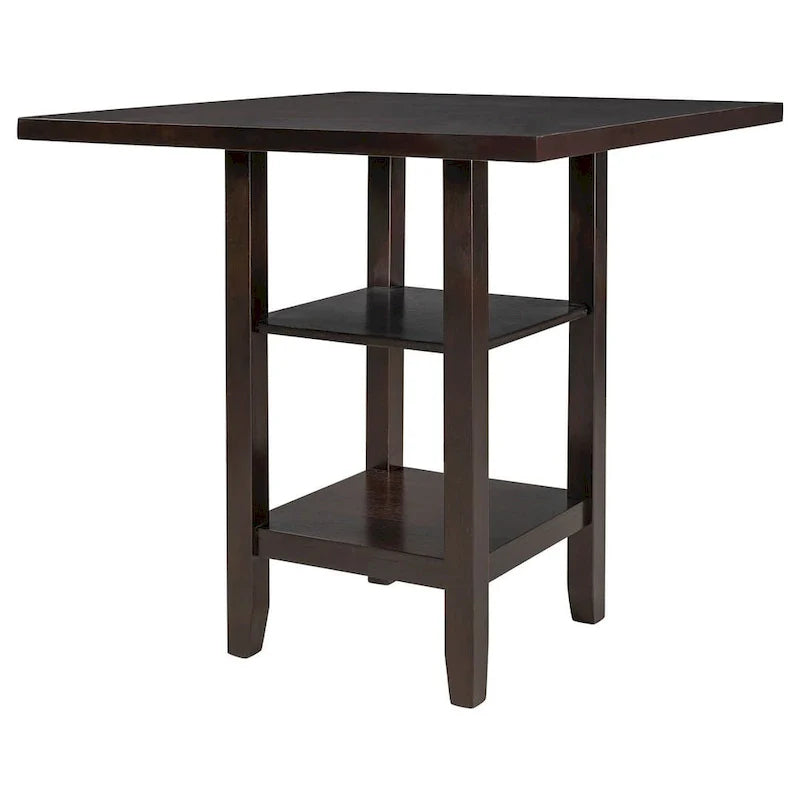 5-Piece Wooden Counter Height Dining Set with Cushioned Chairs and Storage Shelves 13