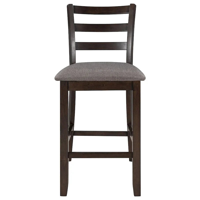 5-Piece Wooden Counter Height Dining Set with Cushioned Chairs and Storage Shelves 15