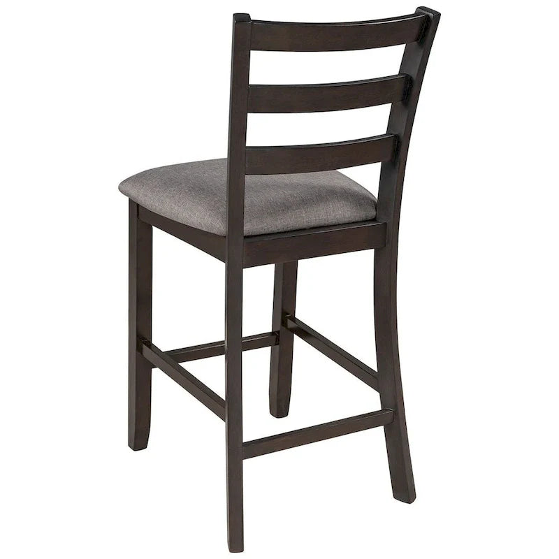 5-Piece Wooden Counter Height Dining Set with Cushioned Chairs and Storage Shelves 16