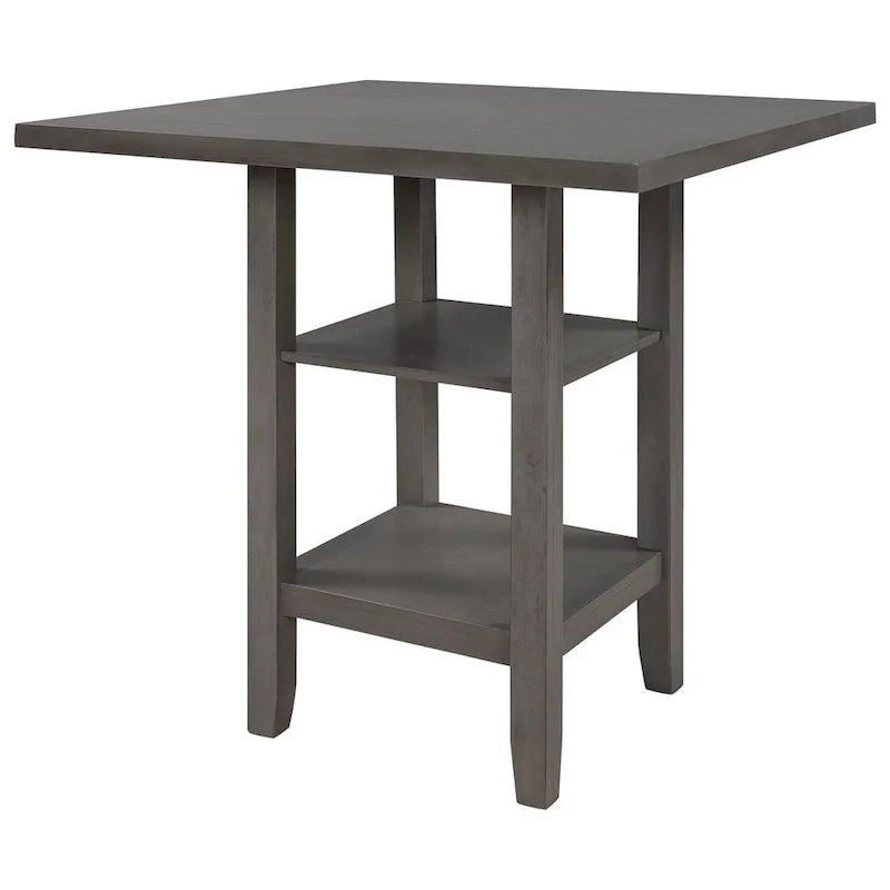 5-Piece Wooden Counter Height Dining Set with Cushioned Chairs and Storage Shelves 24