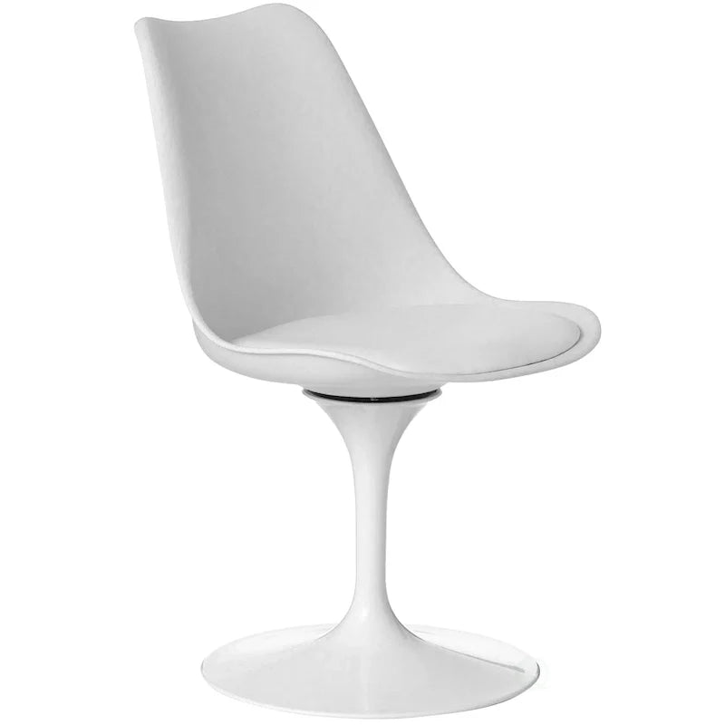 Mid-Century Modern Swivel Tulip Accent Chair with Plush Cushioned Seat in White Polypropylene 1