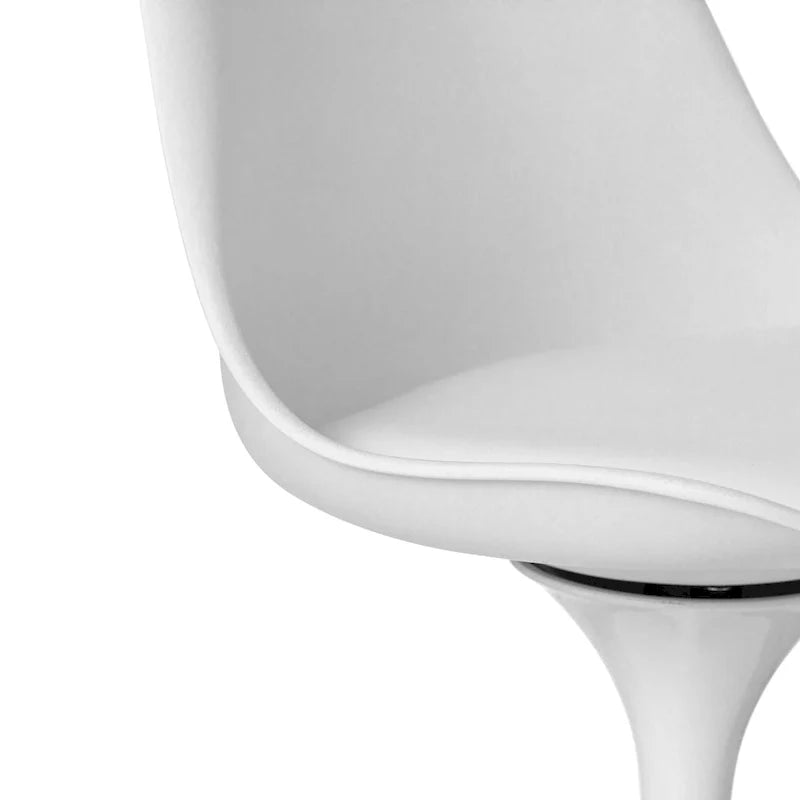 Mid-Century Modern Swivel Tulip Accent Chair with Plush Cushioned Seat in White Polypropylene 8