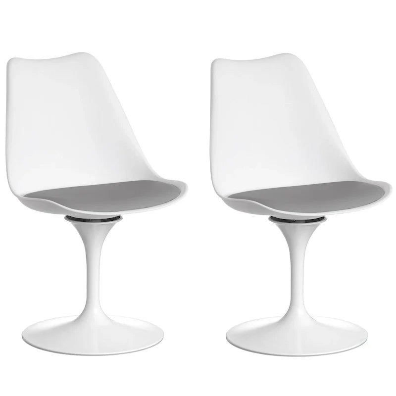 Mid-Century Modern Swivel Tulip Accent Chair with Plush Cushioned Seat in White Polypropylene 9