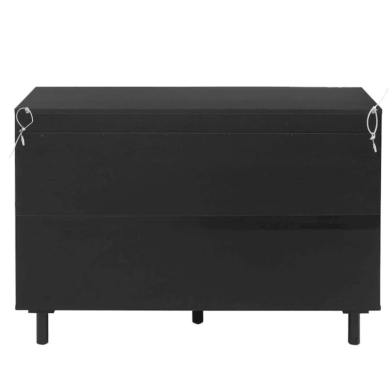 Rattan Storage Cabinet with 2 Doors, Adjustable Shelves, and 3 Drawers 8