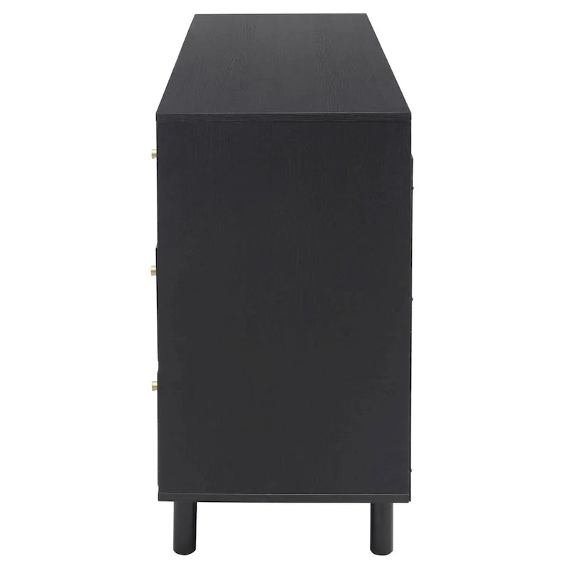 Rattan Storage Cabinet with 2 Doors, Adjustable Shelves, and 3 Drawers 12