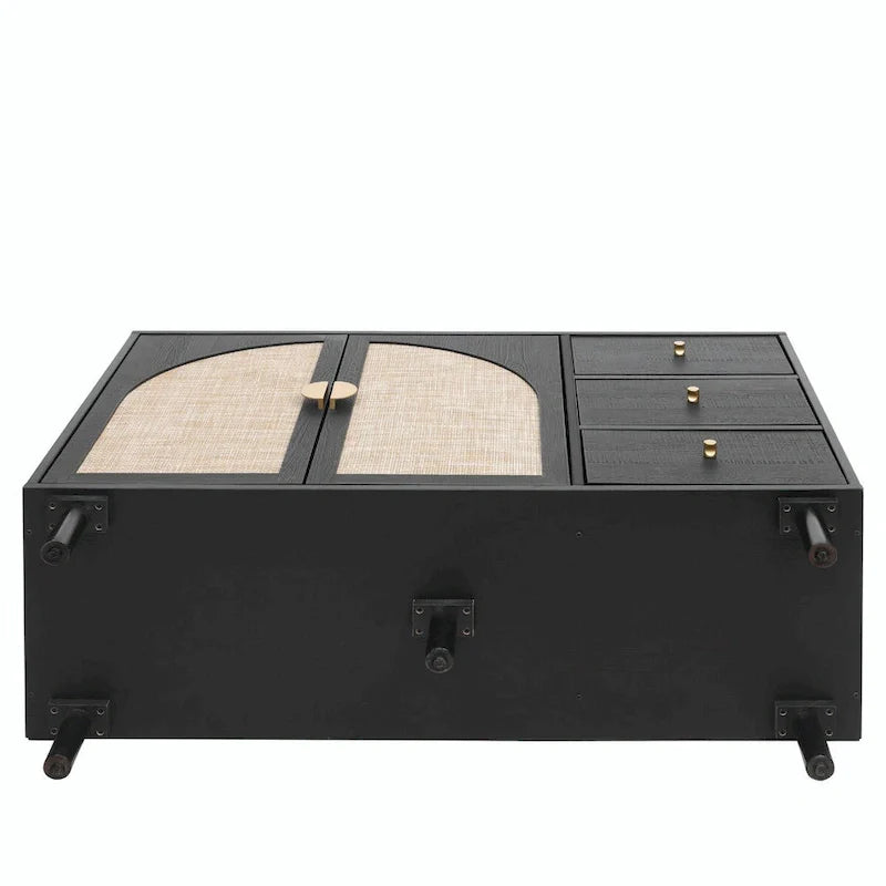 Rattan Storage Cabinet with 2 Doors, Adjustable Shelves, and 3 Drawers 13